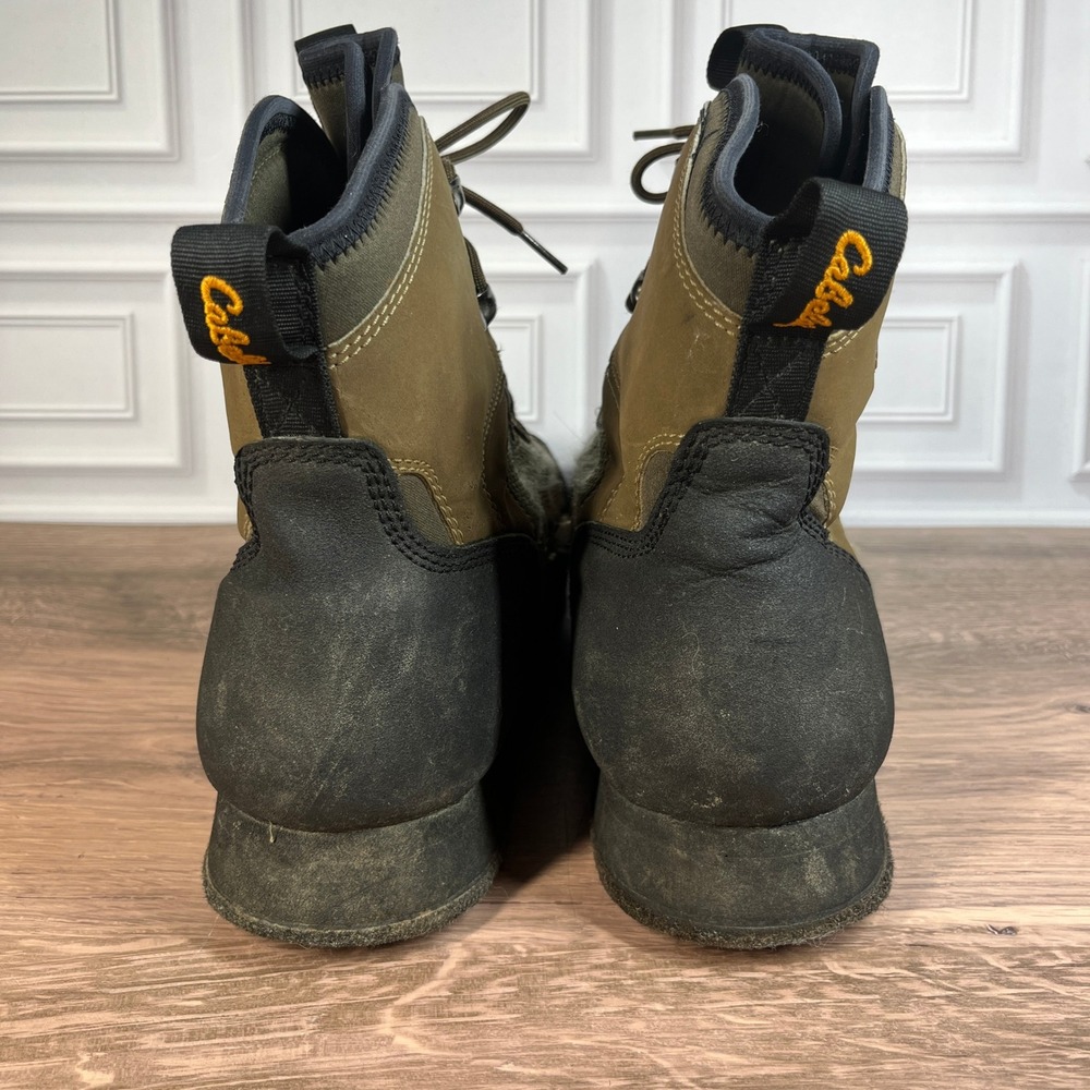 Cabelas Wading Boots Men Olive Black Felt Sole Fly Fishing 83-0822 13 EE - Picture 7 of 12